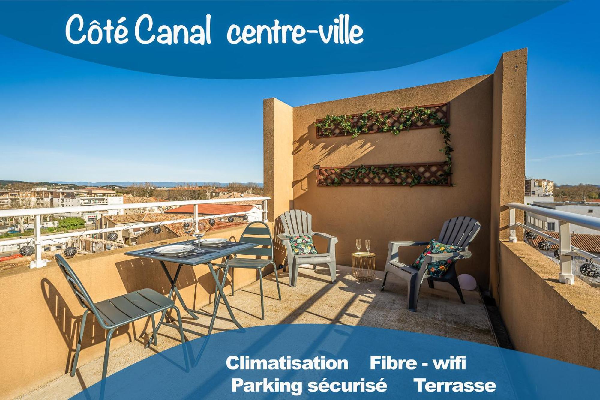 Appartement "Cote Canal", Terrasse , Climatisation , Parking Prive Narbonne Exterior photo